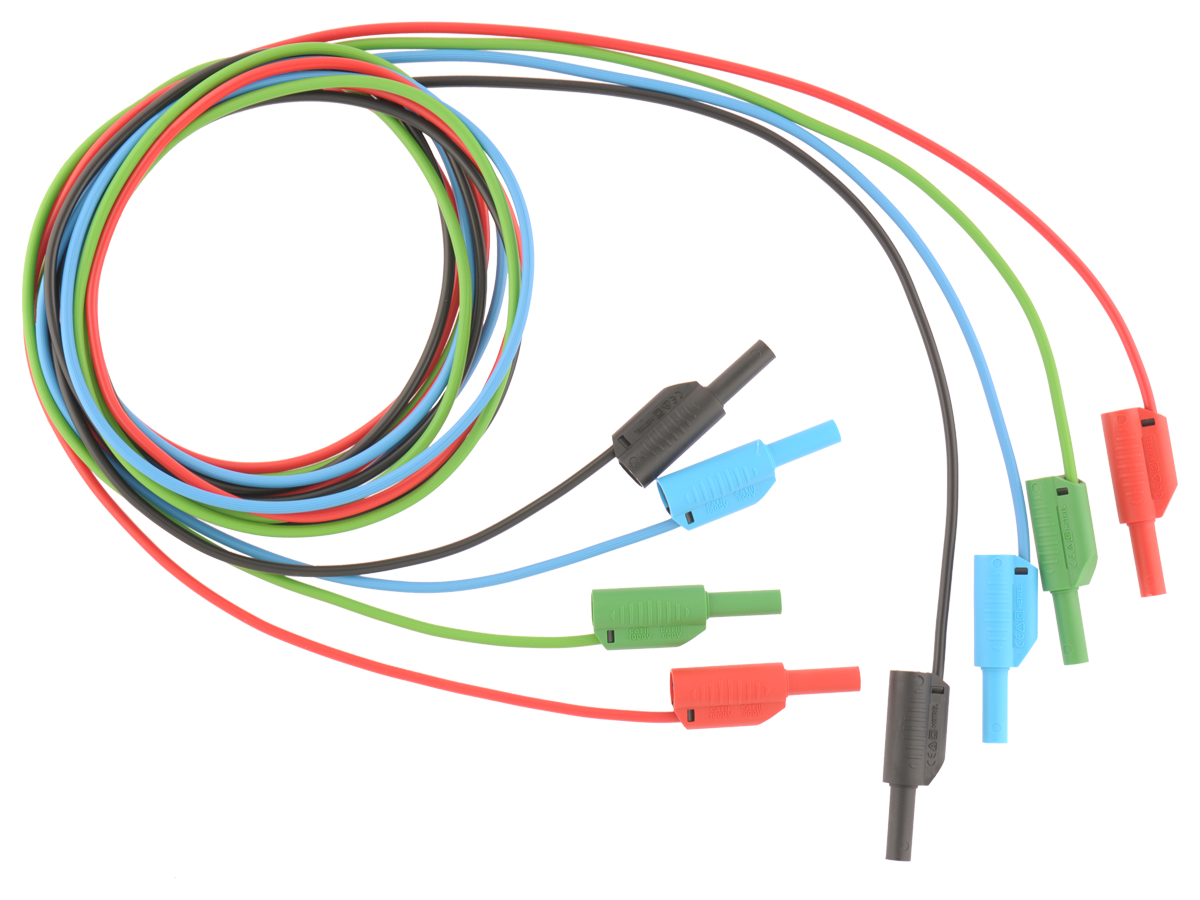 S2009 Satz Prüfleitungen (4 Stk., blau, rot, grün, schwarz), 2 m